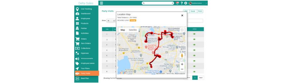 party visit tracking